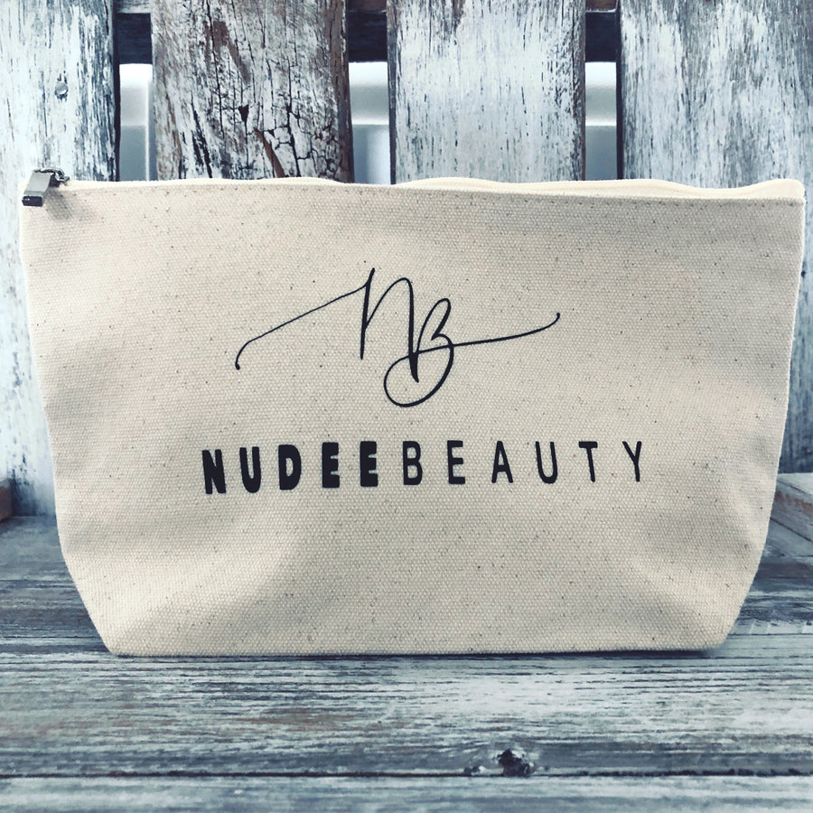 Natural Cotton Canvas Cosmetic Zip Pouch Nudee Beauty 