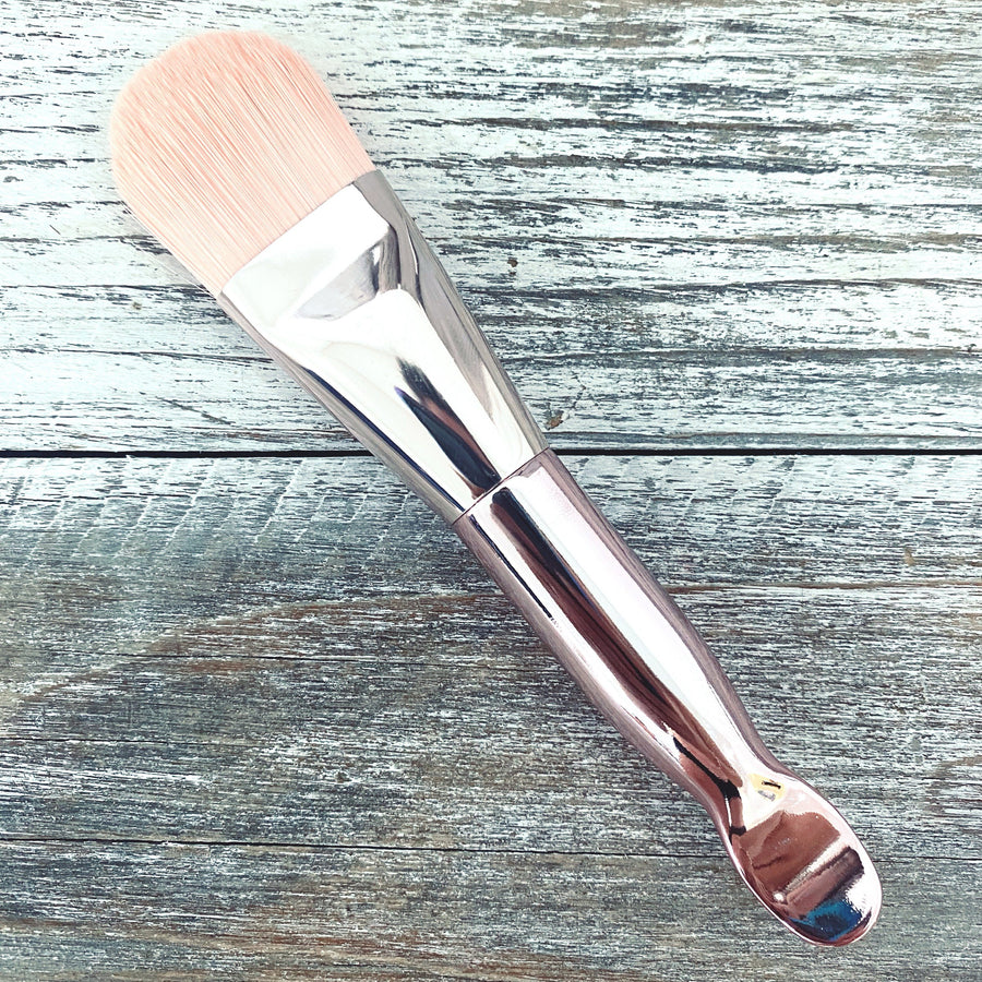 Soft Bristle Face Mask Brush with Nudee Beauty Rose Gold with Pale Pink Fibres 