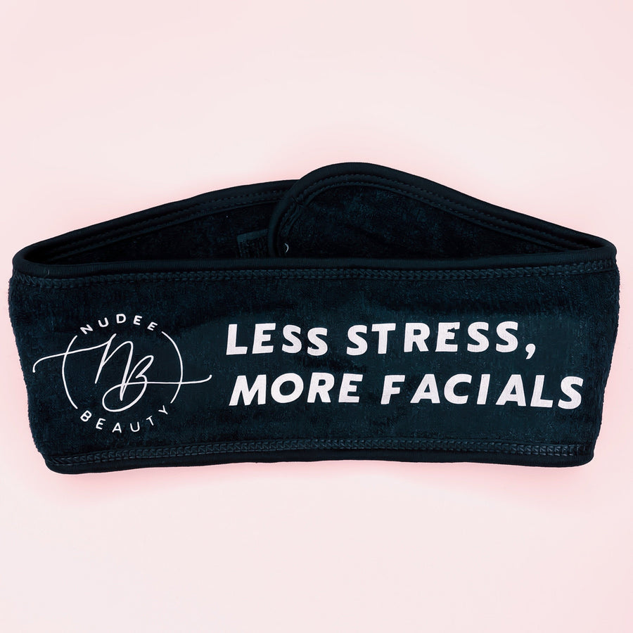 Less Stress, More Facials - Black Cosmetic Wrap Headband Nudee Beauty 
